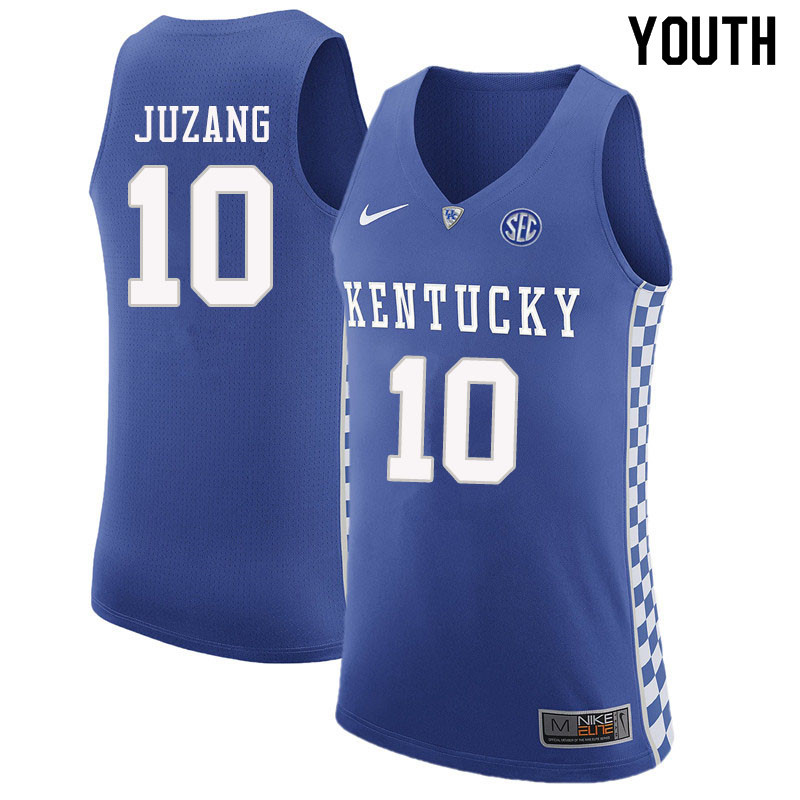 Youth #10 Johnny Juzang Kentucky Wildcats College Basketball Jerseys Sale-Blue